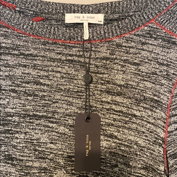 Rag & Bone Gray and Black Fitted Ribbed Sweatshirt - Picture 3 of 5